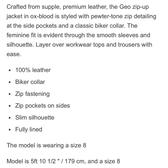 Reiss Geo Leather Jacket in Oxblood - Picture 7 of 13